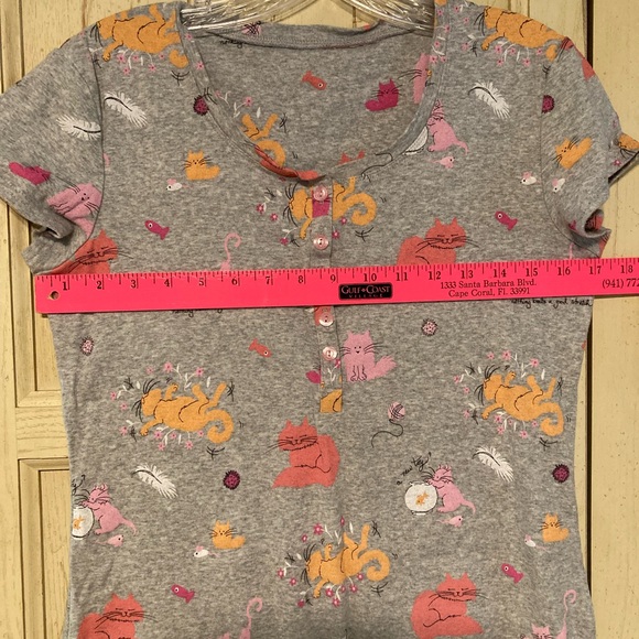 S/2 Gray Cat Print Nightgowns, SMALL, NEW - Picture 10 of 15